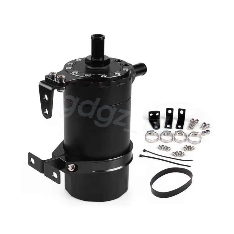 Car Round Oil Tank Baffled Aluminum Oil Catch Can Resevoir Tank Kit Universal