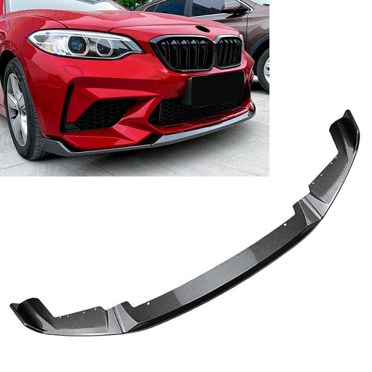 Carbon Fiber Black CS Style Front Bumper Spoiler Lip Fit for BMW F87 M2 2016-2021 17