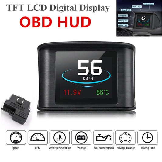 OBD HUD Head-Up Display, Digital Speedometer, Water Temperature, Fuel Gauge