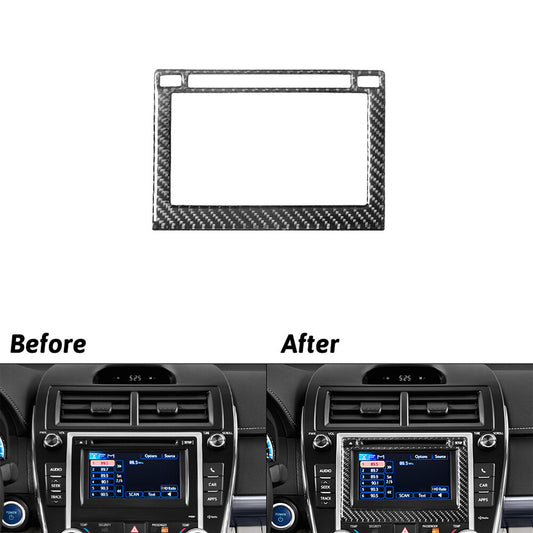 Carbon Fiber Console GPS Navigation Panel Trim Cover for Toyota for Camry 2012-14 A