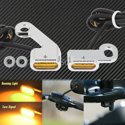 2X Chrome LED Turn Signal Indicator Running Light Fit for Harley Touring Softail