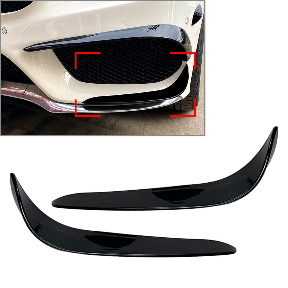 Front Bumper Lip Splitter Spoiler Black for Mercedes-Benz C-Class W205 2015-2018