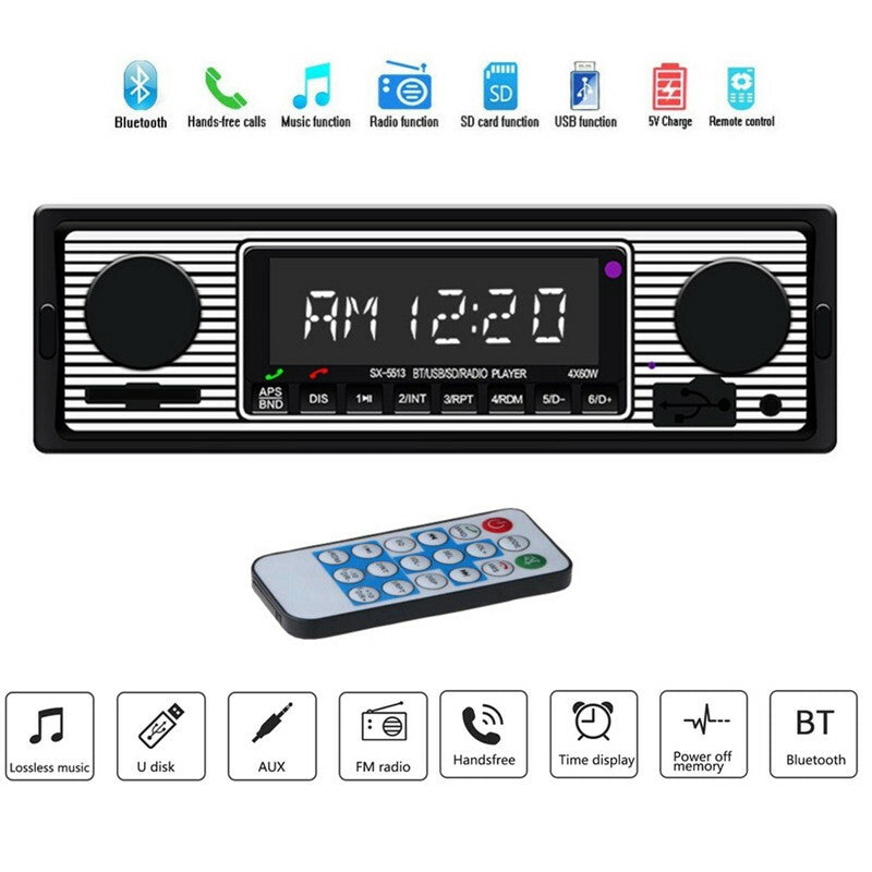 Car Radio Stereo FM Bluetooth MP3 Audio Player Cellphone Handfree Digital USB/SD