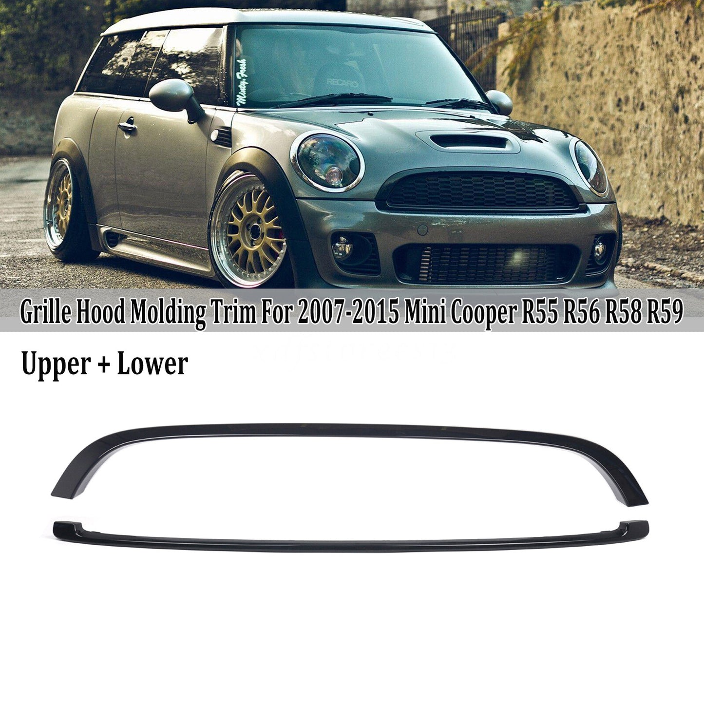 Upper+Lower Grille Hood Molding Trim Set for Mini Cooper R55 R56 R58 R59 2007-15