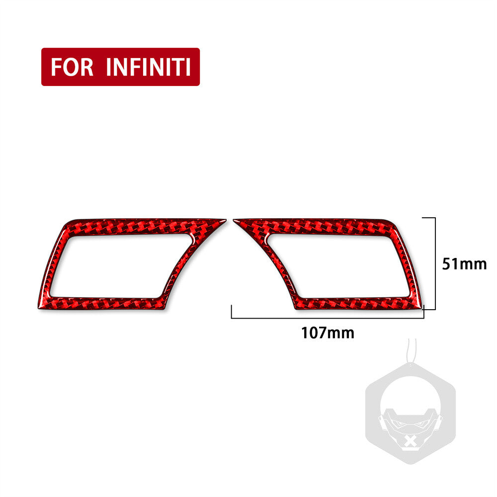 2¡ÁRed Carbon Fiber Steering Wheel Cruise Control Trim for Infiniti G37 2007-2013