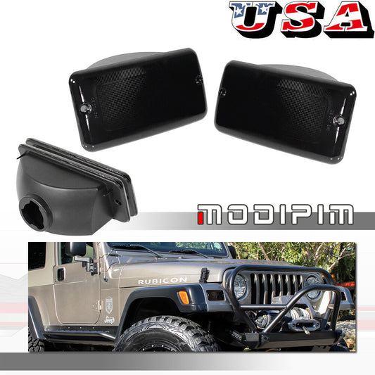 Smoke-filtering lens for left and right turn signals on for Jeep for Wrangler (TJ) models 1997-2006.