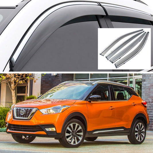 Side Window Deflector Visors Sun Rain Guards Vent Shade for Nissan Kicks 18-2024