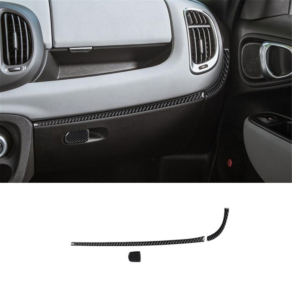 3Pcs Carbon Fiber Interior Decor Glove Box Cover Trim for Fiat 500L 2014-2017