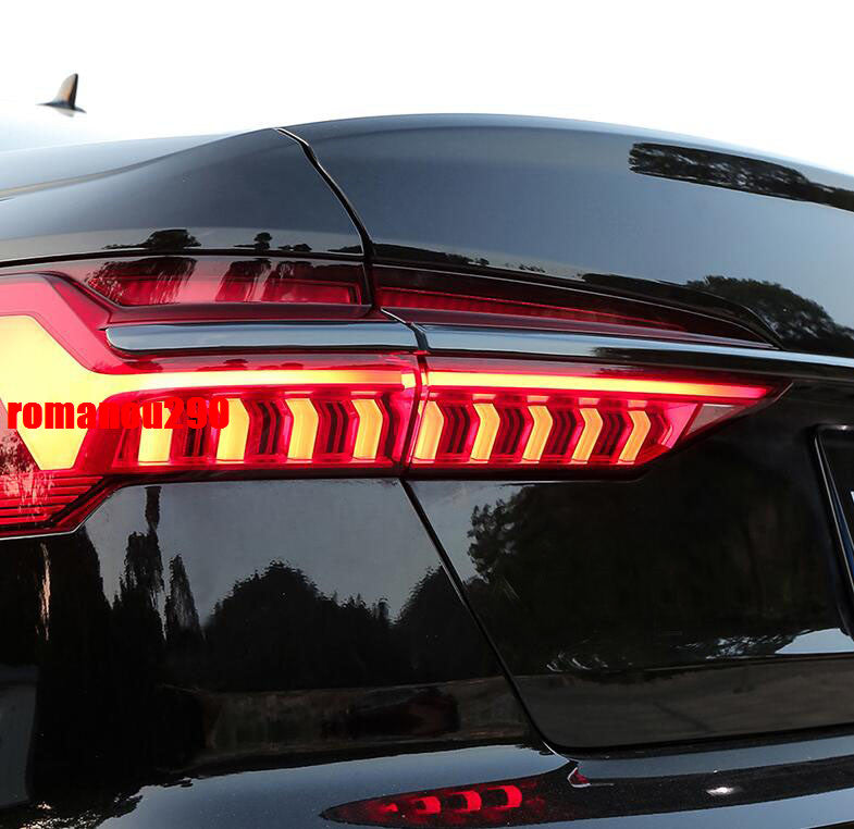 for Audi A6 C8 2019-2023 Glossy Black Rear DoorTail Light Strips Cover Trim 3P