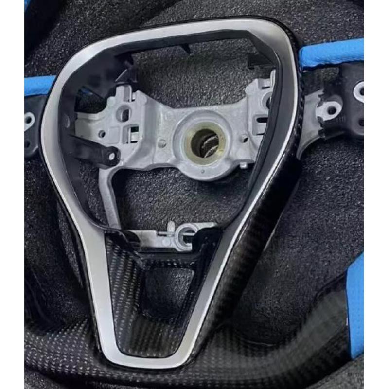 Steering wheel suitable for Toyota for Camry , Rav4, for Corolla 2018+, blue leather, carbon fiber