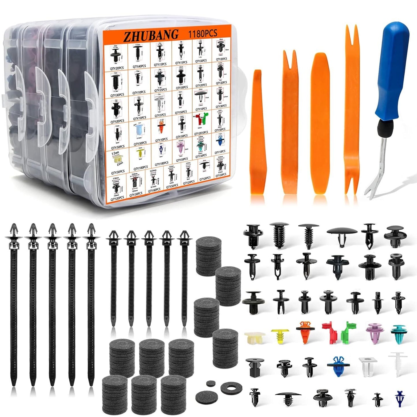 1390-piece set of automotive push-type door panel trim clip kit with push pin automatic clip