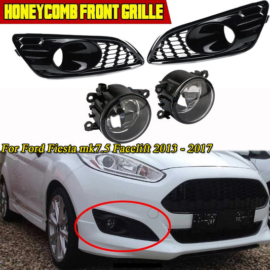 Front fog light with grille cover DRL for Ford Fiesta Mk7 Zetec S (left and right)