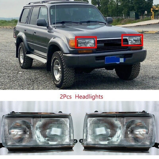 for Toyota for Land Cruiser FJ/LC80 1990-97 Headlight Set Crystal Clear Assembly 2X