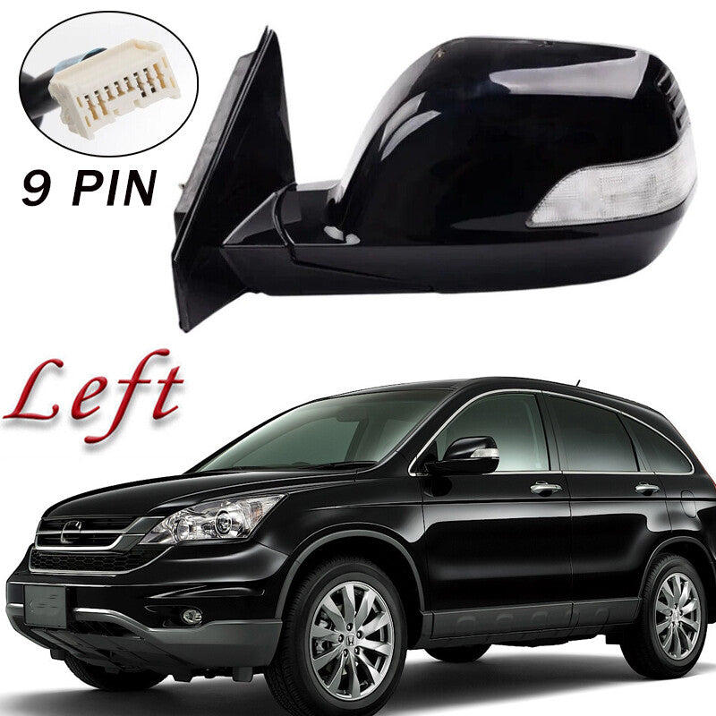for HONDA CRV 2007-2011 Left Black Door Side Mirror W/ Signal Light Heated 9PIN