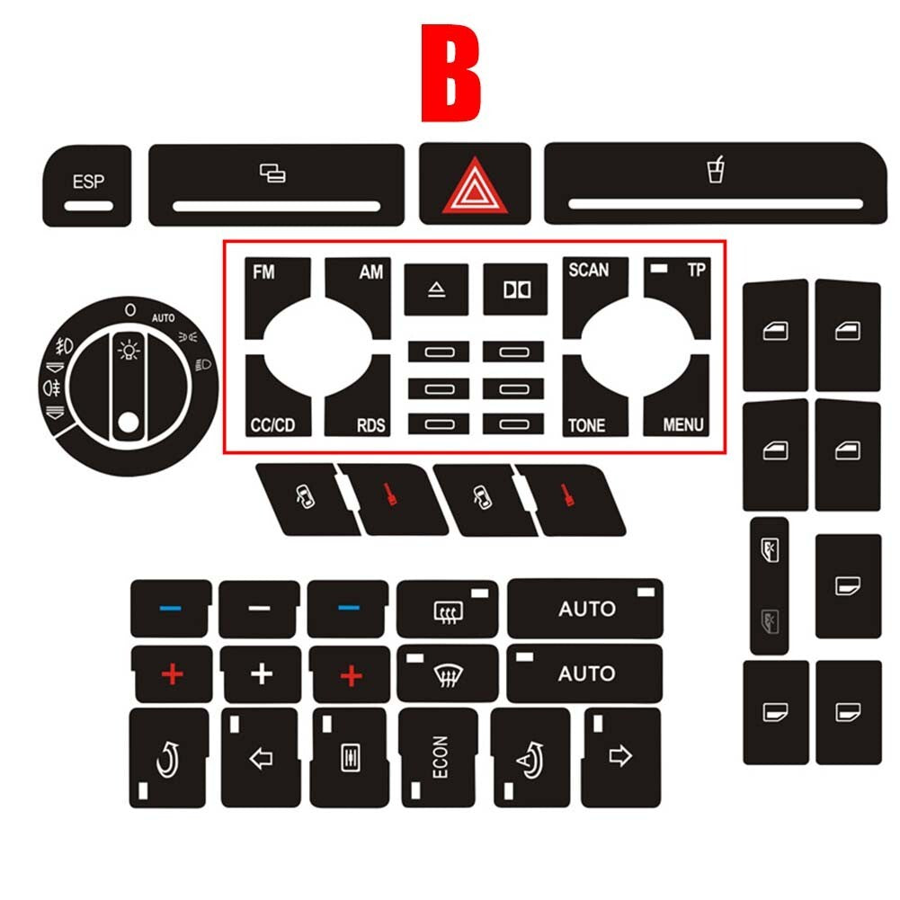 Button repair kit for A4, B6, B7 radio Clima headlight enhancement control