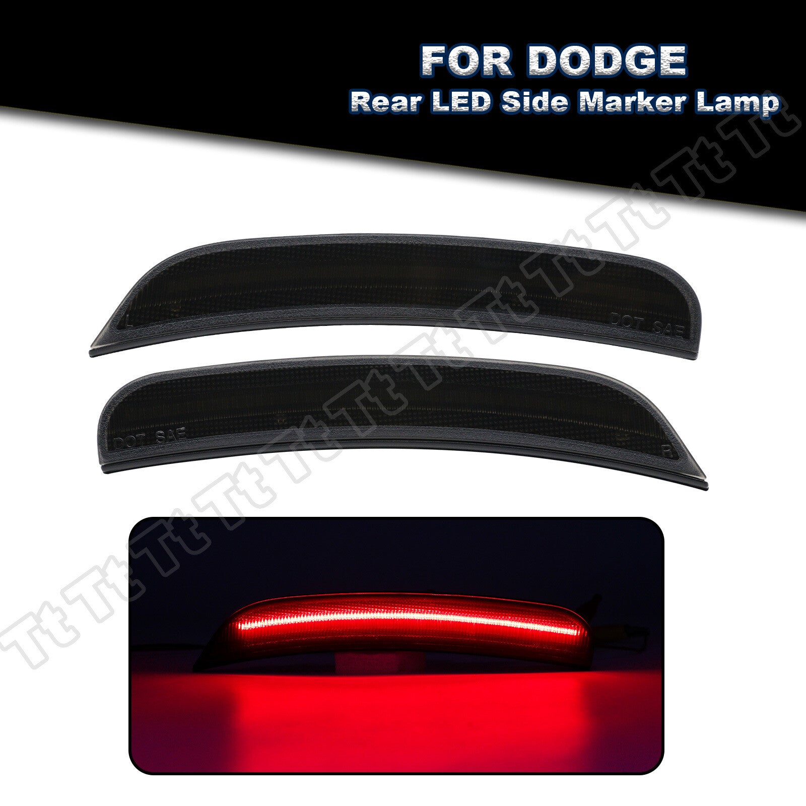 Suitable for 2015-2022 for Dodge Charger Smoked Lens LED Rear Red Side Marker Light 2-Piece Set