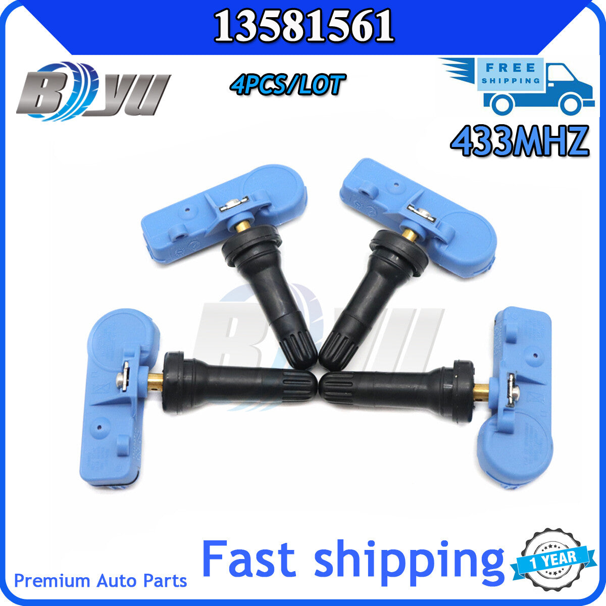 TPMS Tire Pressure Sensor 433 MHz 22853740 13581561 for Cadillac CTS Kit (4pcs)