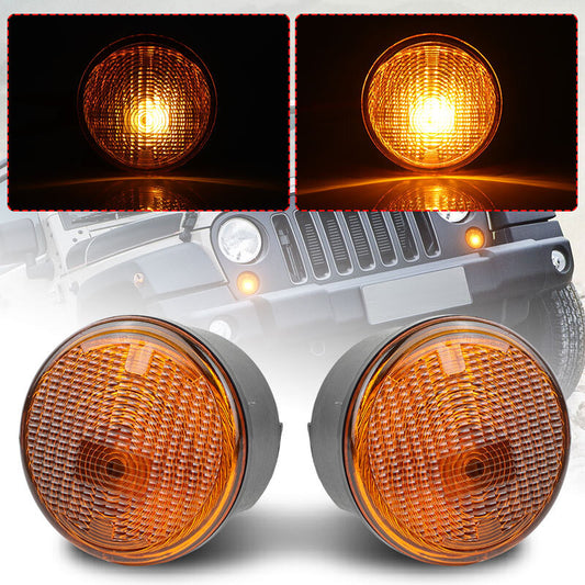 LED Front Grille Amber Turn Signal Light indicator For 2014-2017 for Jeep for Wrangler