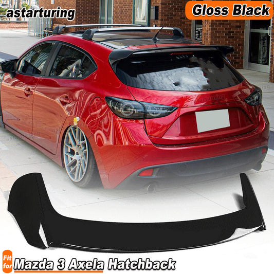 for Mazda 3 Axela Sport Hatchback 2014-17 Rear Roof Spoiler Lip Wing Gloss Black