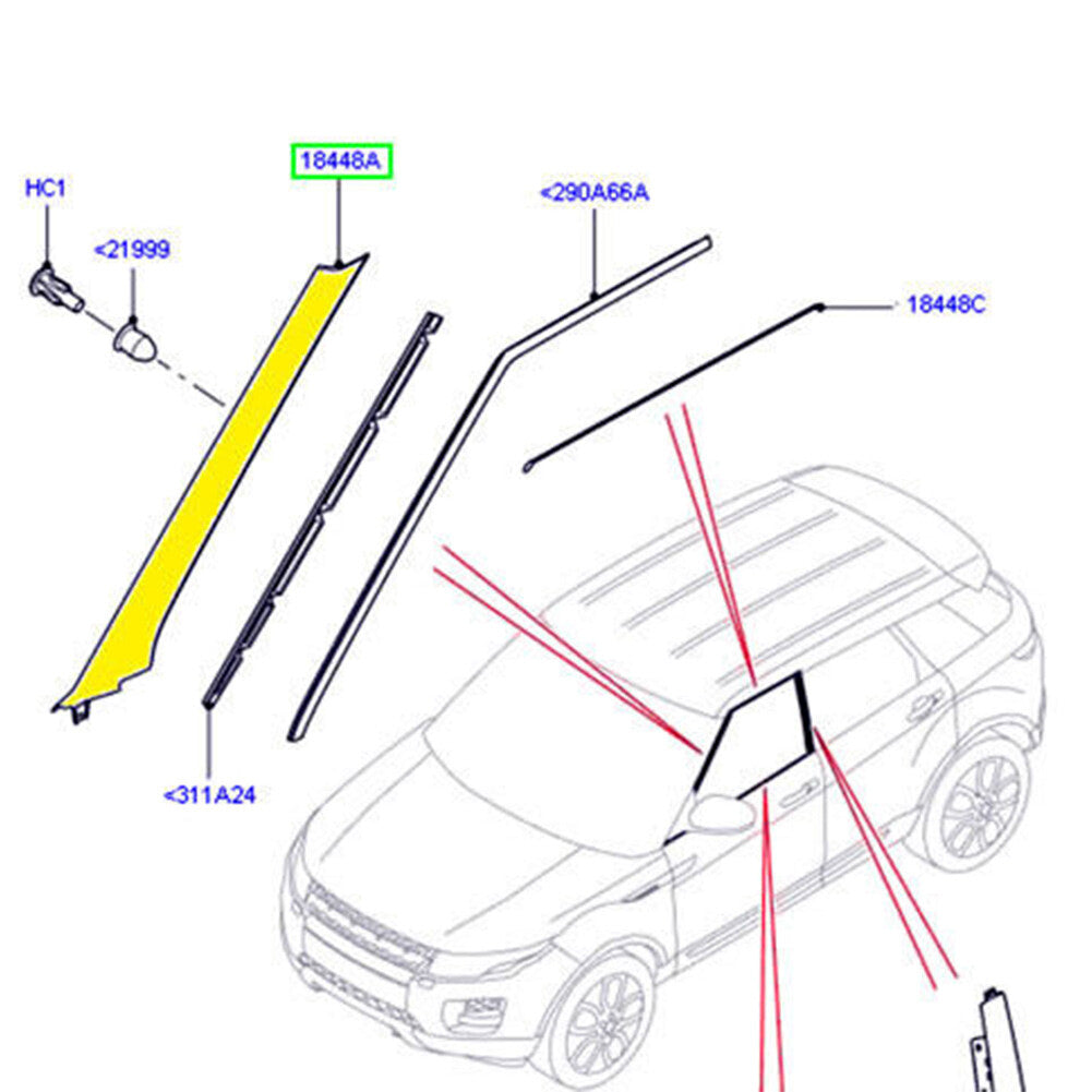 Wind Shield A Pillar Trim Molding for Land Rover for Range Rover Evoque 2012-2019