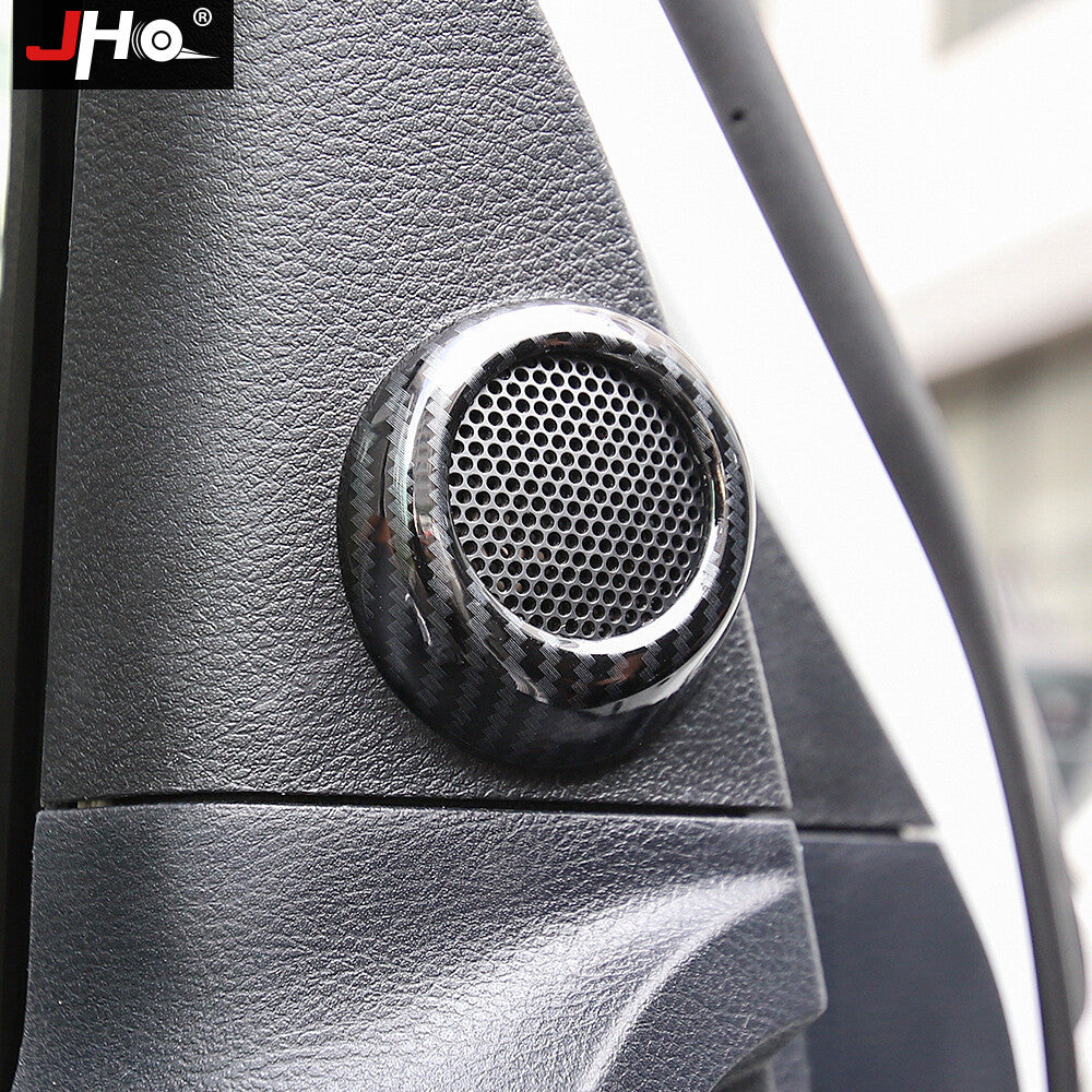 2pcs Carbon Fiber Front Door Speaker Cover Trim Black for Toyota Tundra 14-2021
