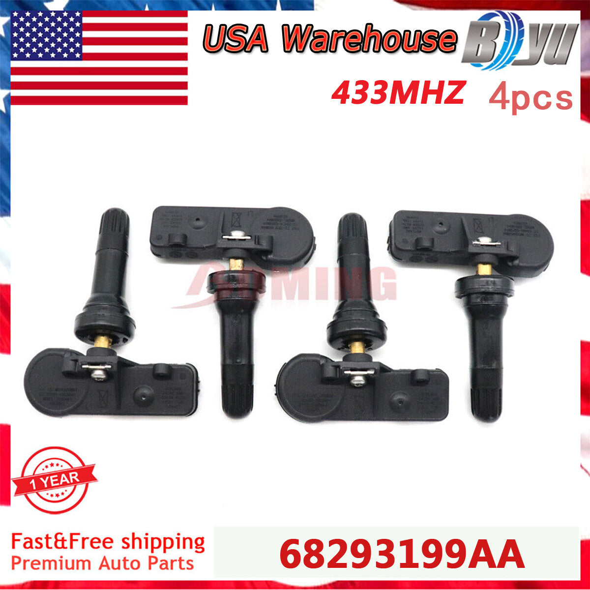 4x 68293199AA TPMS Tire Pressure Monitors Sensor for Dodge for Ram 1500 DT 2019-2022