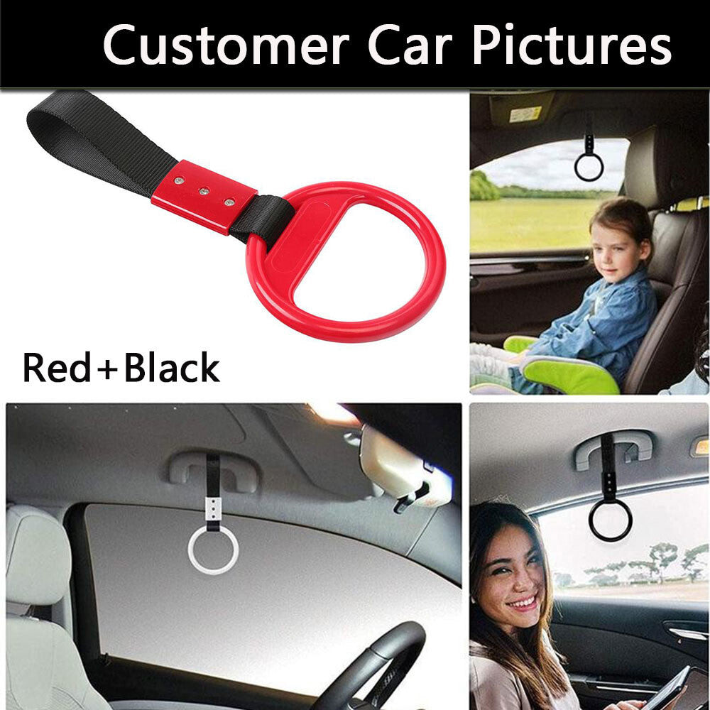 Round Red Black Jdm Tsurikawa Ring Subway Train Bus Handle Strap Charm Drift New