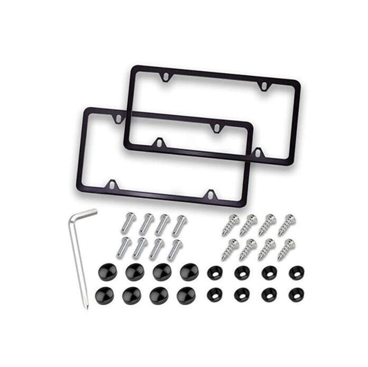 Car license plate frame cover cap, trunk ultra-thin metal black, suitable for VW .