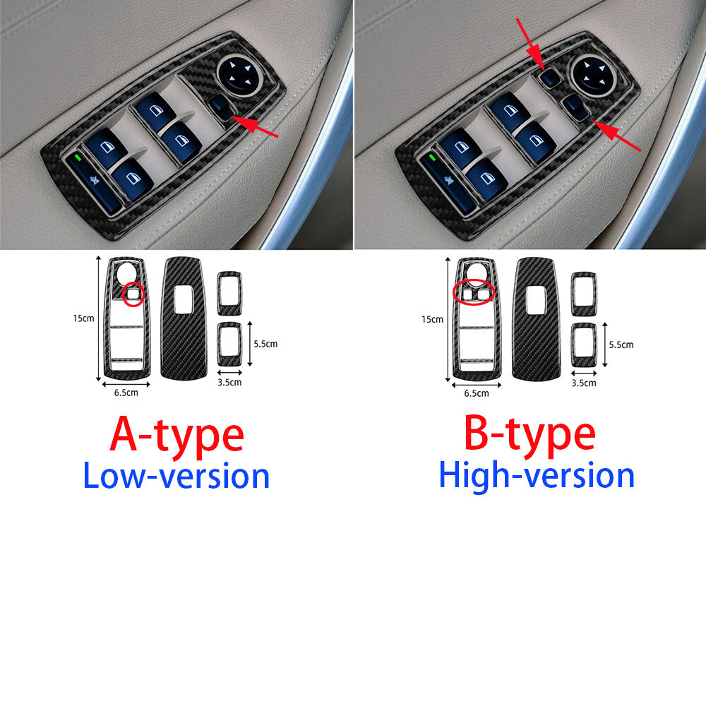 for BMW X3 E83 2004-10 Window Lift Switch Button Panel Trim Red Carbon Fiber 7Pc