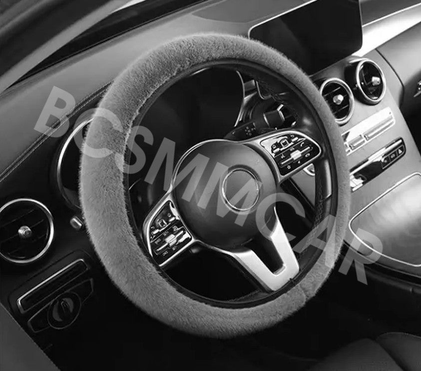 Plush Fluffy Car Steering Wheel Cover Protector Soft Winter Warmer Anti Slip