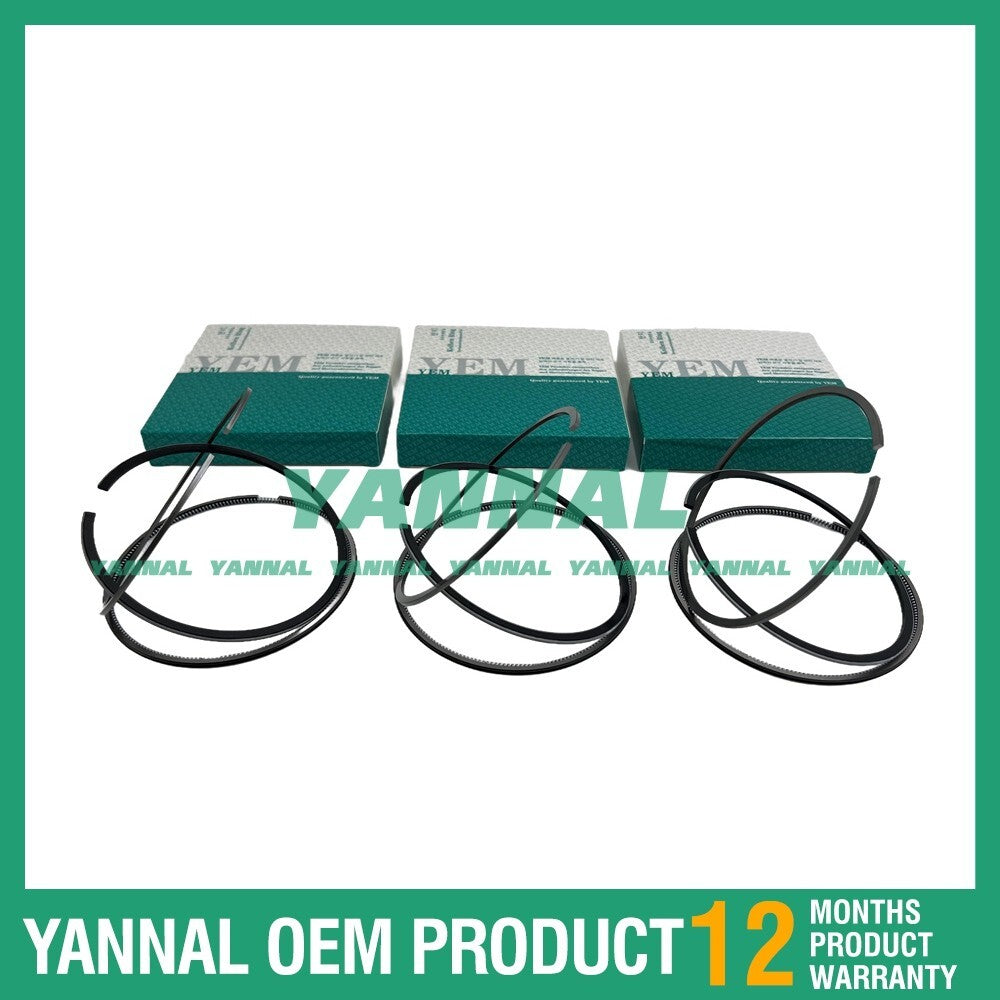 3 new D600 Piston Ring Kits (STD) for Kubota Excavator Diesel Engines