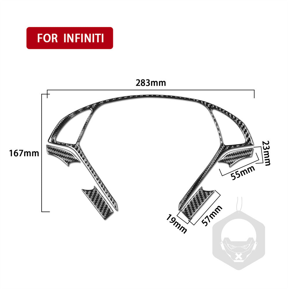 5¡ÁCarbon Fiber Steering Wheel Button Panel Trim for Infiniti G37 Sedan 2010-2013