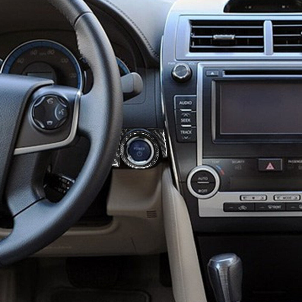 3X Carbon Fiber Engine Start Swich Button Trim Cover for Toyota for Camry 2012-2014