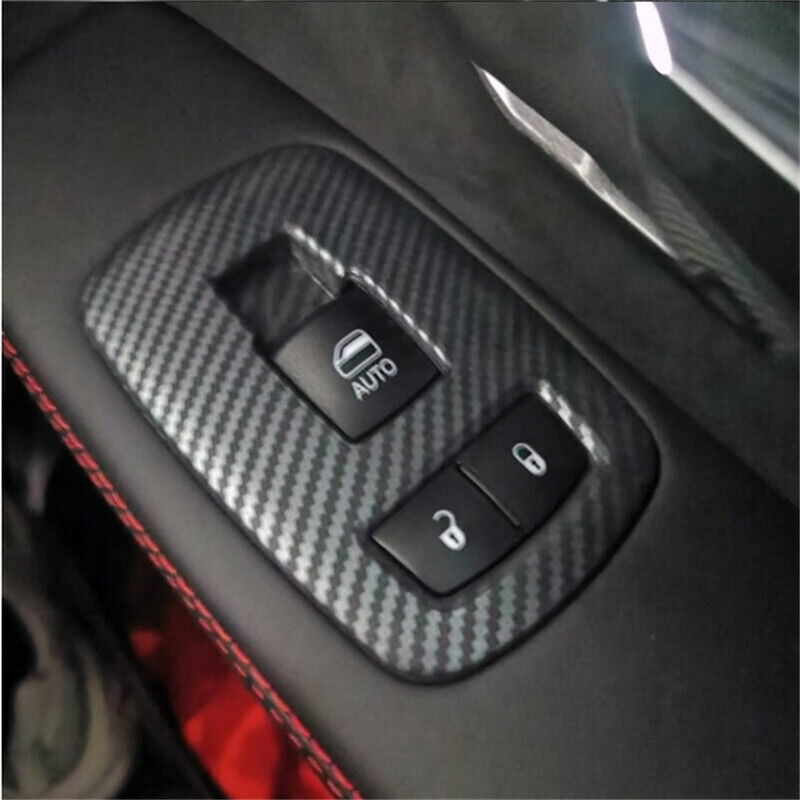 Matte Carbon Fiber Window Lift Switch Cover Trim for Dodge for Ram TRX 2022 2023