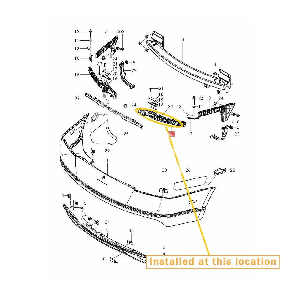 Suitable for Bentley rear bumper guide rail (center) right. equipment manufacturer: 3W3807864G