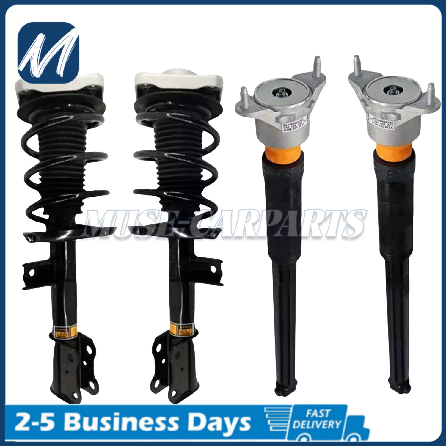 4X Front Rear Shock Struts Assembly EDC Fit for BMW E38 740i 740iL 750iL 1995-2001