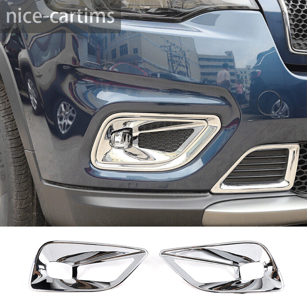 Chrome ABS Front Fog Light Lamp Cover Trim for Jeep Cherokee 2019-22 Accessories