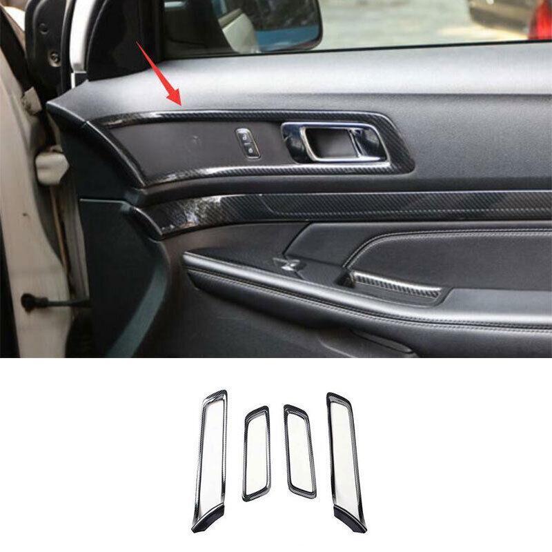 Inner Door Handle Frame Trim 4PCS Fit for Ford Explorer 2011-2019 Carbon Fiber