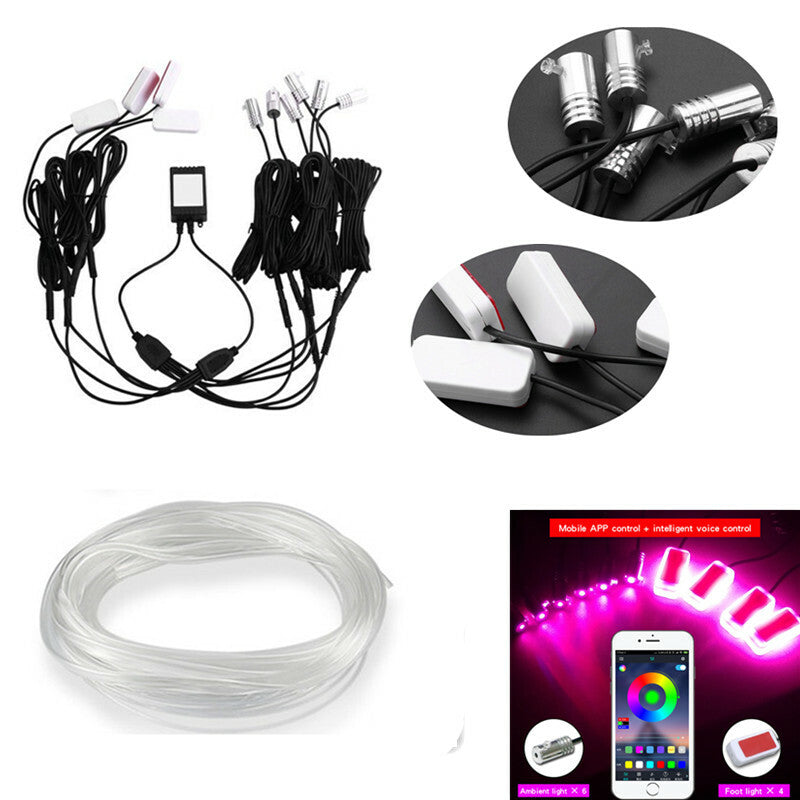 Car RGB LED Atmosphere Light Interior Decoration Fiber Optic Strip Ambient Lamp