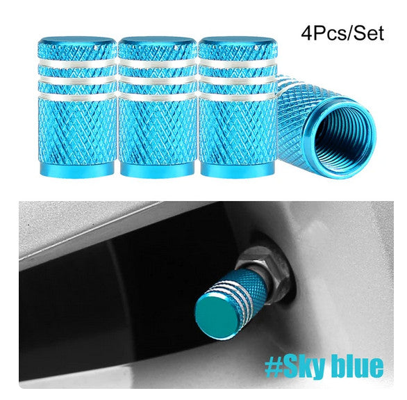 4-piece car tire valve cover rod air dust cover, dustproof and rustproof, sky blue, suitable for Nissan .