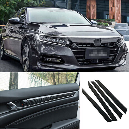 for Honda Accord 2018-2021 Carbon Fiber Black Door Panel Stripes Cover Trim 4pcs