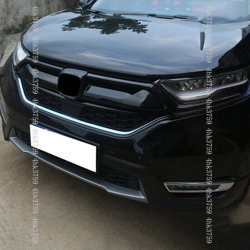 for Honda CR-V CRV2017-2022 Glossy Black Front Grille Grille Moulding Cover Trim