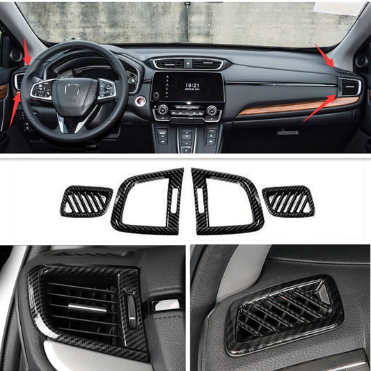 for Honda CR-V 2017-2022 Carbon Fiber Inner Dashboard Air Outlet Vent Cover Trim