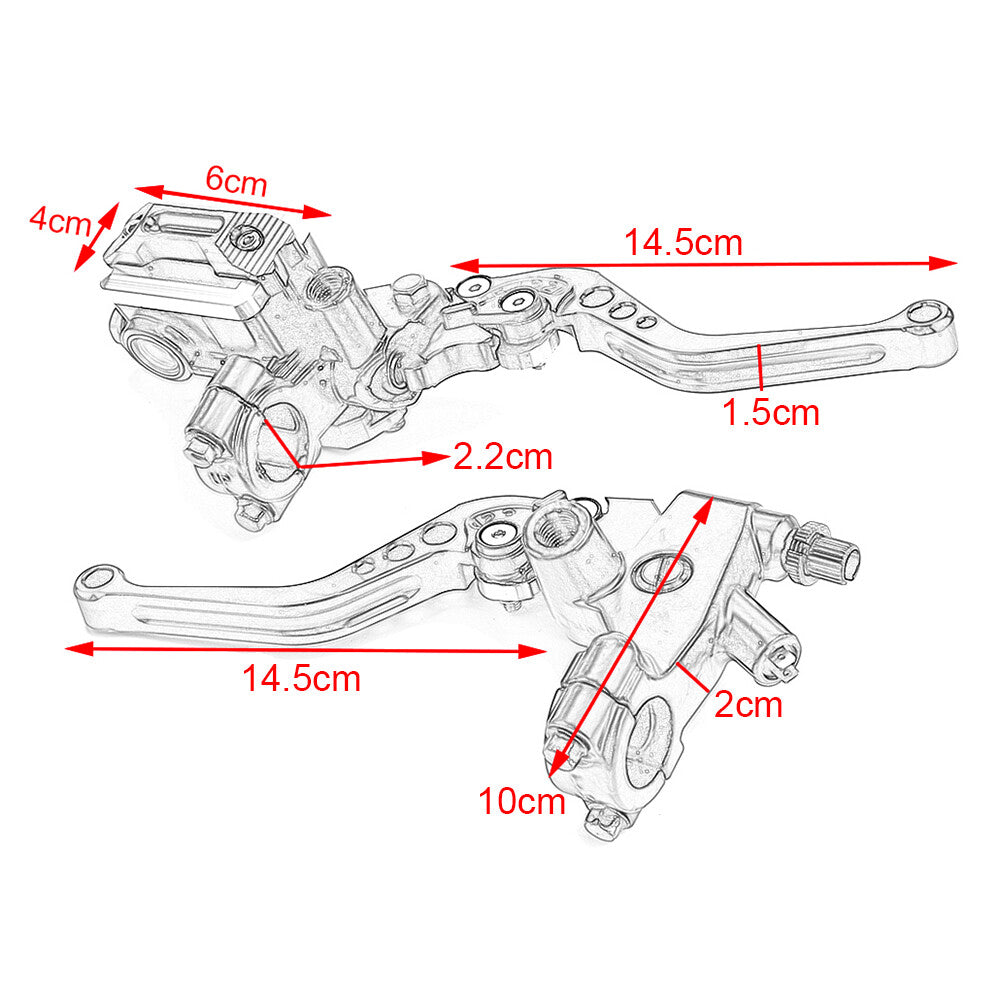 Motorcycle 7/8 inch 22 mm universal brake clutch master cylinder reservoir rod kit