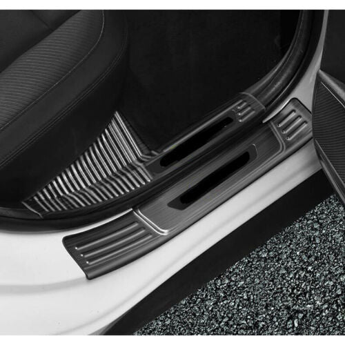 Black Steel Door Cover for Hyundai Sonata 2020-2023 Sill Scuff Plate Guard Cover