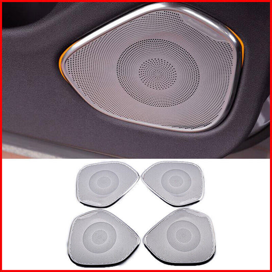 For 2018-2023 for Volvo XC60 silver Steel inner Car Door Speaker cover Trim Set 4x