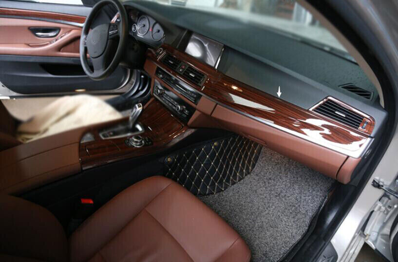 for BMW 5 Series 2011-16 Red Wood Grain Central Console Instrument Strip Trim 2P