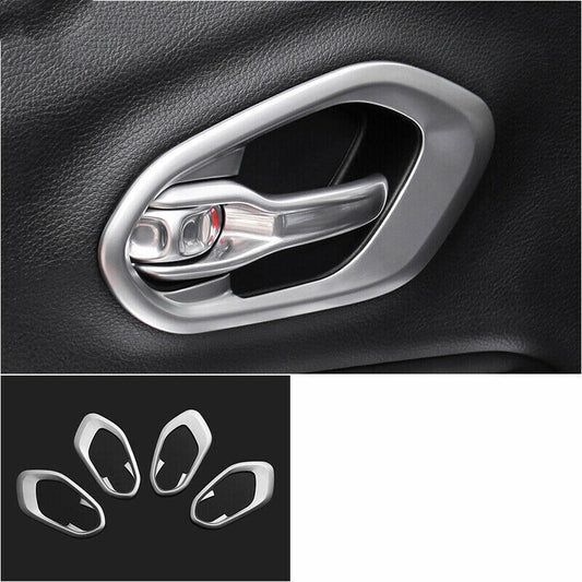 for Jeep Cherokee 2014-2021 Silver Inner Door Handle Bowl Frame Decor Cover Trim