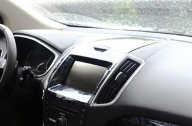 Black Wood Grain Car Middle Console Navigation Panel Trim for Ford Edge 2015-23