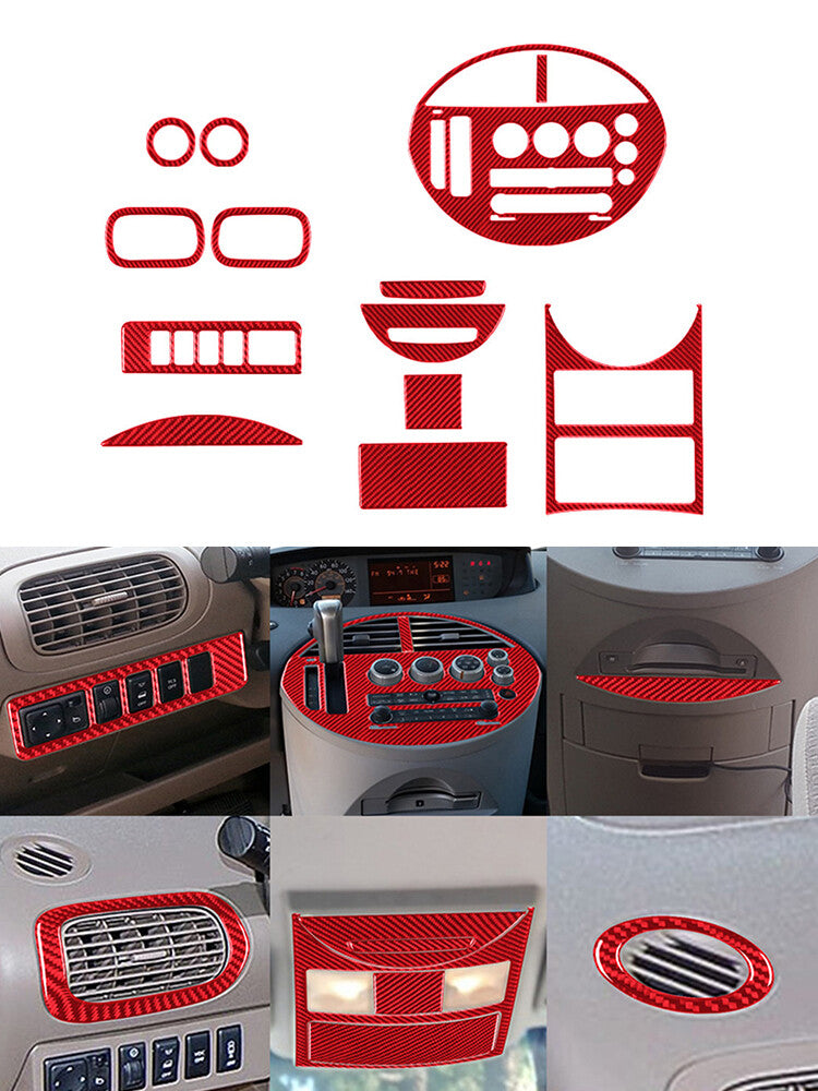 for Nissan Quest 2004-2006 Red 13Pcs Interior Decorative Cover Trim Carbon Fiber